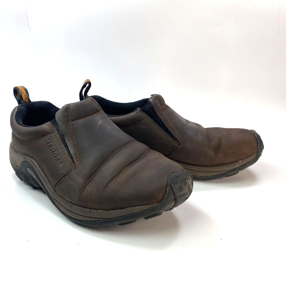 Merrell Jungle Brown Moc NuBuck Leather Slip-On Clog Shoes Size 9 Duel Density
